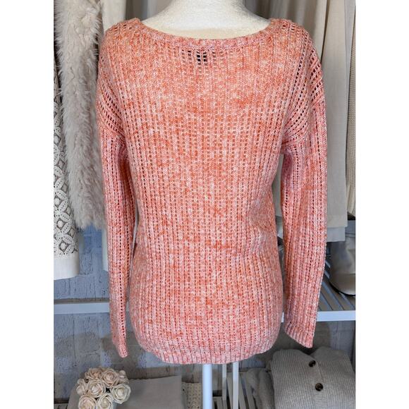 Talbot's Women's Size S Petite Peachy Orange Open Knit Pullover Sweater #0140 - Picture 3 of 7